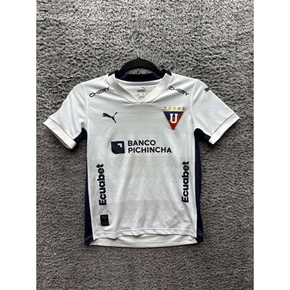 Puma LDU Liga de Quito 2024 Home V-Neck Football Jersey Shirt White Yout Size YM
